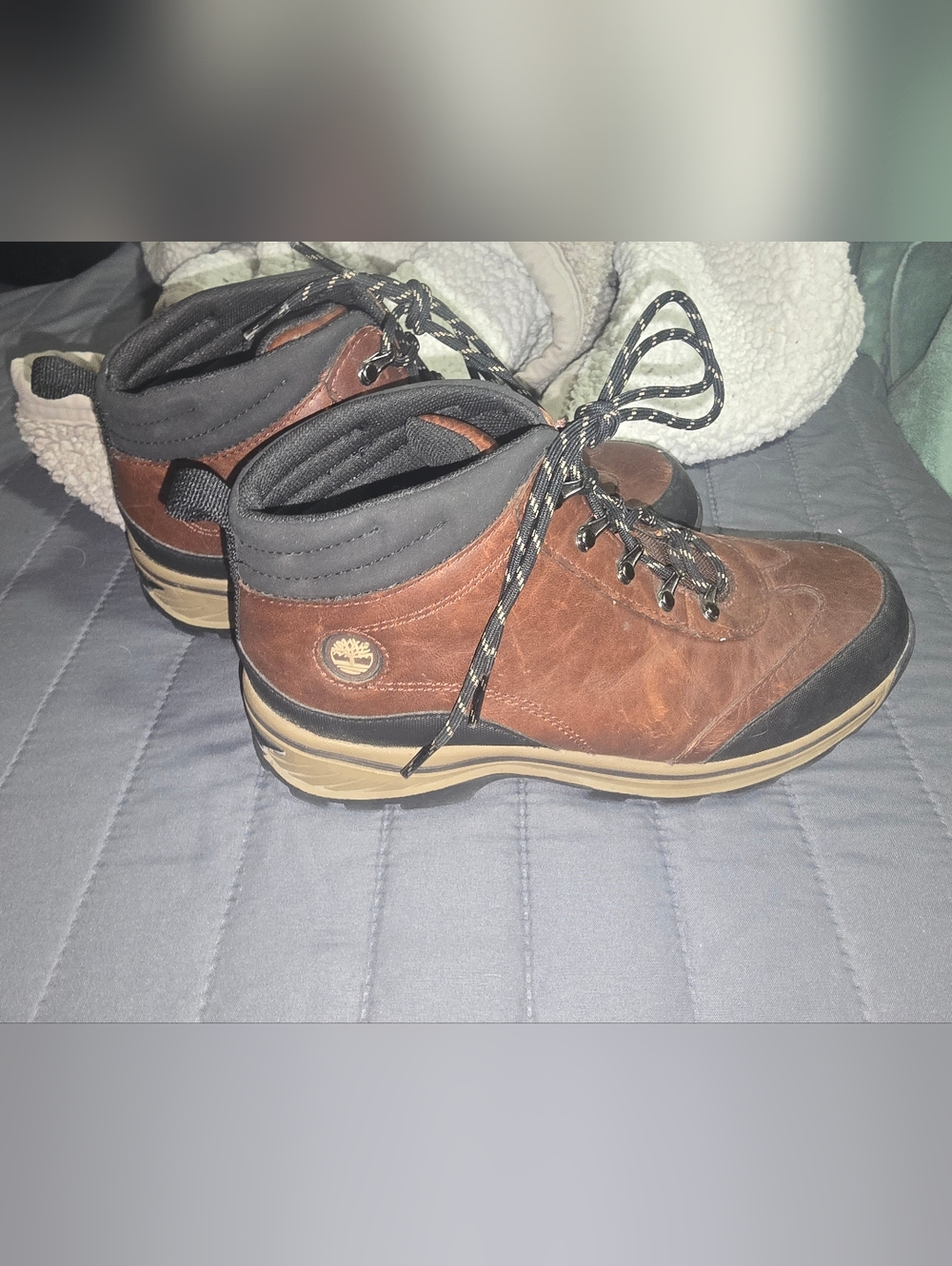 Timberland Brown Leather Men’s Ankle Hiking Boots with Black Trim